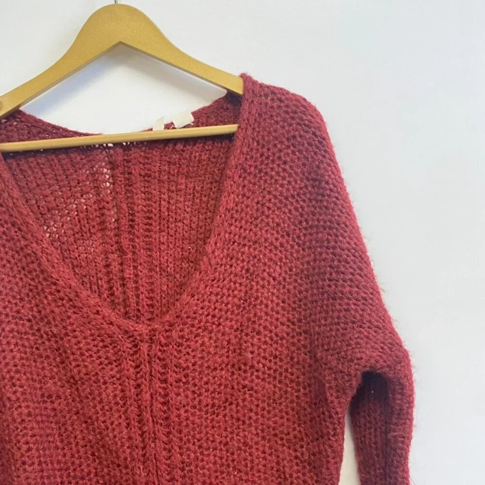 Anthropologie Moth V Neck Alpaca Wool Blend Knit Sweater